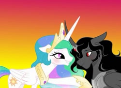 Size: 529x385 | Tagged: artist needed, source needed, safe, imported from derpibooru, king sombra, princess celestia, alicorn, alicornified, celestibra, female, male, race swap, shipping, sombracorn, straight