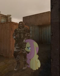 Size: 857x1080 | Tagged: safe, edit, edited screencap, imported from derpibooru, screencap, fluttershy, human, pegasus, pony, female, fluttershy is not amused, male, mare, unamused