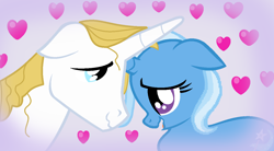 Size: 1214x670 | Tagged: safe, artist:jadeharmony, artist:jadethepegasus, imported from derpibooru, prince blueblood, trixie, bluetrix, female, male, shipping, straight