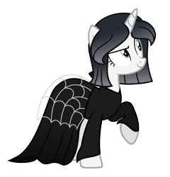 Size: 1745x1821 | Tagged: safe, artist:darbypop1, imported from derpibooru, oc, oc only, oc:friday the 13th, pony, unicorn, clothes, dress, female, gala dress, mare, simple background, solo, transparent background