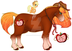 Size: 1920x1363 | Tagged: safe, artist:anx-the-emo-avenger, imported from derpibooru, applejack, earth pony, pony, ardennes, coat markings, cowboy hat, deviantart watermark, female, hat, mare, obtrusive watermark, redesign, scar, simple background, socks (coat marking), socks (coat markings), solo, transparent background, watermark