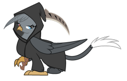 Size: 1526x972 | Tagged: safe, artist:moonlightthegriffon, imported from derpibooru, oc, oc:moonlight(griffon), griffon, base used, clothes, costume, grim reaper, hood, nightmare night costume, scythe, simple background, solo, transparent background