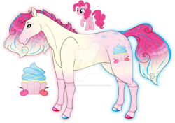 Size: 1920x1355 | Tagged: safe, artist:anx-the-emo-avenger, imported from derpibooru, pinkie pie, earth pony, pony, colored hooves, deviantart watermark, female, gradient mane, mare, marwari, obtrusive watermark, simple background, solo, transparent background, watermark