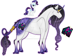 Size: 1920x1491 | Tagged: safe, artist:anx-the-emo-avenger, imported from derpibooru, rarity, classical unicorn, pony, unicorn, cloven hooves, deviantart watermark, female, horn, horn jewelry, horn ring, jewelry, leonine tail, lusitano, mare, obtrusive watermark, redesign, ring, simple background, solo, transparent background, unshorn fetlocks, watermark