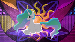 Size: 3840x2160 | Tagged: safe, artist:kamartenn, artist:laszlvfx, edit, imported from derpibooru, princess celestia, pony, lying down, prone, solo, wallpaper, wallpaper edit