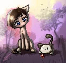 Size: 540x519 | Tagged: safe, artist:thatdreamerarts, imported from derpibooru, cat, earth pony, pony, cute