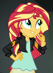 Size: 442x600 | Tagged: safe, imported from derpibooru, screencap, sunset shimmer, equestria girls, friendship games, cropped, cute, hand on hip, shimmerbetes, smiling, solo