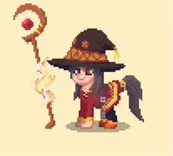 Size: 930x839 | Tagged: safe, artist:some_ponu, imported from derpibooru, pony, pony town, konosuba, magic, magic aura, megumin, pixel art, ponified, simple background, solo