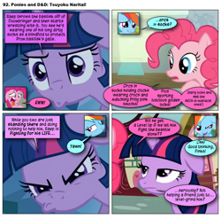 Size: 868x856 | Tagged: safe, artist:dziadek1990, edit, edited screencap, imported from derpibooru, screencap, pinkie pie, rainbow dash, twilight sparkle, oc, oc:skullfuck doombringer, comic:ponies and d&d, comic, conversation, dialogue, dungeons and dragons, emote story:ponies and d&d, pen and paper rpg, rpg, screencap comic, slice of life, tabletop game, text