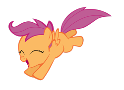 Size: 2874x2087 | Tagged: safe, artist:tardifice, imported from derpibooru, scootaloo, pegasus, pony, blank flank, cute, cutealoo, eyes closed, female, filly, foal, happy, jumping, open mouth, simple background, solo, spread wings, transparent background, vector, wings