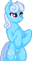 Size: 201x381 | Tagged: safe, artist:zeka10000, imported from derpibooru, linky, shoeshine, earth pony, pony, bipedal, chest fluff, cute, female, hoof on belly, linkybetes, mare, pixel art, simple background, solo, standing, transparent background, vector