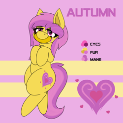 Size: 3026x3024 | Tagged: safe, artist:ryanthecone, imported from derpibooru, oc, oc only, oc:autumn breeze, earth pony, banana, color palette, commission, food, lying down, reference sheet