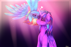 Size: 3231x2160 | Tagged: safe, artist:aaa-its-spook, imported from derpibooru, rainbow dash, twilight sparkle, alicorn, pegasus, pony, female, flying, lesbian, shipping, twidash, twilight sparkle (alicorn), upside down