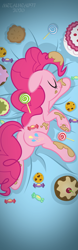 Size: 1969x6299 | Tagged: safe, artist:metalhead97, imported from derpibooru, pinkie pie, earth pony, pony, :3, balloonbutt, batter, body pillow, body pillow design, butt, cake, cake batter, candy, commission, cookie, cute, dakimakura cover, diapinkes, dock, eyes closed, female, floppy ears, food, mare, messy, plot, show accurate, sleeping, smiling, solo, sprinkles, sweets, tongue out, underhoof