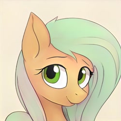 Size: 1024x1024 | Tagged: safe, artist:thisponydoesnotexist, imported from derpibooru, oc, oc only, pony, ai content, ai generated, generator:thisponydoesnotexist, looking at you, neural network, not fluttershy, simple background, solo