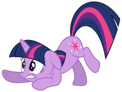 Size: 1994x1500 | Tagged: safe, artist:sketchmcreations, imported from derpibooru, twilight sparkle, pony, unicorn, baby cakes, face down ass up, female, floppy ears, frown, mare, simple background, solo, surprised, transparent background, unicorn twilight, vector