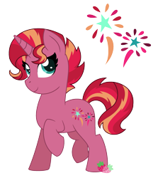 Size: 1761x1973 | Tagged: safe, artist:strawberry-spritz, imported from derpibooru, oc, oc only, pony, unicorn, female, magical lesbian spawn, mare, offspring, parent:sunset shimmer, parent:tempest shadow, parents:tempestshimmer, simple background, solo, transparent background