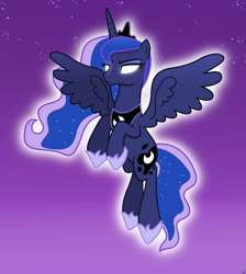 Size: 4748x5305 | Tagged: safe, artist:anime-equestria, imported from derpibooru, princess luna, alicorn, pony, crown, eyeshadow, female, glow, glowing, glowing eyes, hoof shoes, horn, jewelry, makeup, night, regalia, serious, sky, solo, stars, white eyes, wings
