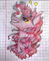 Size: 1080x1350 | Tagged: safe, artist:moona_lou, imported from derpibooru, pinkie pie, earth pony, pony, bust, female, graph paper, mare, solo, traditional art