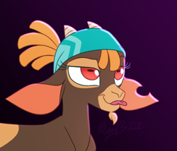 Size: 794x681 | Tagged: safe, artist:maybehawthorn, imported from derpibooru, shanty (tfh), goat, them's fightin' herds, community related, female, headband, lidded eyes, quadrupedal, solo, tongue out