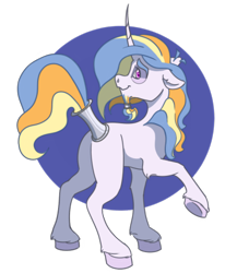 Size: 400x460 | Tagged: safe, artist:equestrias-little-ones, artist:mushroom, imported from derpibooru, oc, oc only, pony, unicorn, curved horn, facial hair, goatee, horn, jewelry, looking at you, looking back, looking back at you, magical lesbian spawn, offspring, parent:derpy hooves, parent:princess celestia, parents:derpylestia, ring, simple background, solo, tail, tail ring, transparent background