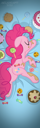 Size: 1969x6299 | Tagged: safe, artist:metalhead97, imported from derpibooru, pinkie pie, earth pony, pony, :3, batter, body pillow, body pillow design, butt, cake, cake batter, candy, commission, cookie, cute, dakimakura cover, diapinkes, dock, eyes closed, female, floppy ears, food, mare, messy, plot, show accurate, sleeping, smiling, solo, sprinkles, sweets, tongue out, underhoof