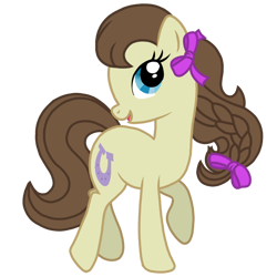 Size: 768x768 | Tagged: safe, artist:canterlotgirl, heidi hay, earth pony, pony, .ai available, .svg available, bow, braided pigtails, cutie mark, female, horseshoes, mare, older, older heidi hay, raised hoof, raised hooves, simple background, svg, transparent background, vector