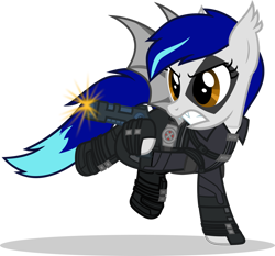 Size: 1280x1195 | Tagged: safe, artist:mlp-trailgrazer, imported from derpibooru, oc, oc only, oc:starry melody, bat pony, pony, domino, female, gun, mare, simple background, solo, transparent background, weapon