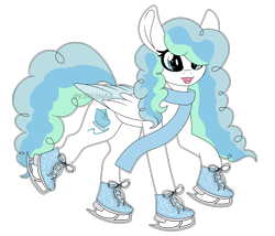 Size: 6747x5774 | Tagged: safe, artist:kireiinaa, imported from derpibooru, oc, oc only, oc:sky skater, pegasus, pony, absurd resolution, clothes, female, ice skates, mare, scarf, simple background, solo, transparent background