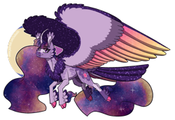 Size: 2268x1560 | Tagged: safe, artist:inuhoshi-to-darkpen, imported from derpibooru, twilight sparkle, alicorn, pony, the last problem, alternate design, cheek feathers, chest fluff, cloven hooves, colored wings, curved horn, cutie mark, ear fluff, ethereal mane, ethereal tail, eye clipping through hair, feathered fetlocks, feathered hooves, female, horn, large wings, leonine tail, mare, multicolored wings, neck fluff, princess twilight 2.0, simple background, smiling, solo, spread wings, starry mane, tail feathers, transparent background, twilight sparkle (alicorn), unshorn fetlocks, wings