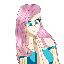 Size: 1106x1106 | Tagged: safe, artist:thedracks, imported from derpibooru, fluttershy, equestria girls, equestria girls series, anime, breasts, busty fluttershy, eye clipping through hair, eyebrows, eyebrows visible through hair, female, human coloration, simple background, smiling, solo, transparent background