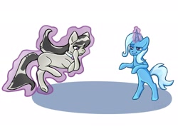 Size: 2160x1620 | Tagged: safe, artist:pinksweatshirtgirl, imported from derpibooru, octavia melody, trixie, earth pony, pony, unicorn, female, levitation, magic, mare, octavia is not amused, telekinesis, unamused