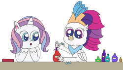 Size: 3264x1860 | Tagged: safe, artist:supahdonarudo, imported from derpibooru, potion nova, queen novo, classical hippogriff, hippogriff, pony, unicorn, series:novoember, my little pony: pony life, my little pony: the movie, book, bottle, cute, g4.5, novabetes, novobetes, potion, potion making, simple background, style emulation, transparent background