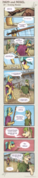 Size: 2336x10724 | Tagged: safe, artist:helmie-art, artist:helmie-d, imported from derpibooru, oc, oc only, oc:karoline skies, oc:lodvik, earth pony, pony, comic:iron and steel, bipedal, cloak, clothes, comic, dialogue, female, male, mare, stallion