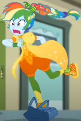 Size: 352x527 | Tagged: safe, imported from derpibooru, screencap, rainbow dash, equestria girls, equestria girls series, holidays unwrapped, spoiler:eqg series (season 2), clothes, converse, cornucopia costumes, cropped, o come all ye squashful, shoes, tripping