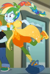 Size: 377x553 | Tagged: safe, imported from derpibooru, screencap, rainbow dash, snips, equestria girls, equestria girls series, holidays unwrapped, spoiler:eqg series (season 2), clothes, converse, cornucopia costumes, cropped, o come all ye squashful, shoes, tripping