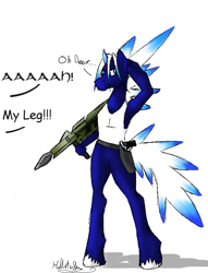 Size: 1040x1364 | Tagged: safe, artist:hills-to-sky, imported from derpibooru, oc, oc only, oc:platinum, anthro, anthro oc, clothes, gun, handgun, looking back, pistol, rocket launcher, solo, tanktop, weapon