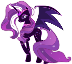 Size: 7702x6843 | Tagged: safe, artist:digimonlover101, artist:shootingstarsentry, imported from derpibooru, oc, oc only, oc:bella, alicorn, pony, absurd resolution, bat wings, nightmarified, simple background, solo, transparent background, wings