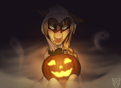 Size: 3000x2200 | Tagged: safe, artist:lastaimin, imported from derpibooru, oc, oc only, pony, clothes, halloween, high res, holiday, jack-o-lantern, pumpkin, solo
