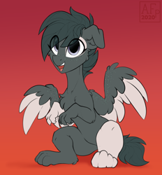 Size: 3500x3776 | Tagged: safe, artist:airfly-pony, imported from derpibooru, oc, oc:lacy, dog, dog pony, hybrid, pegasus, pony, female, freckles, open mouth, paws, wing freckles