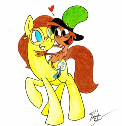Size: 1024x1050 | Tagged: safe, artist:pitterpaint, imported from derpibooru, oc, earth pony, pony, crossover, cute, friendshipping, glasses, heart, heterochromia, wander (wander over yonder), wander over yonder
