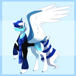 Size: 3000x3000 | Tagged: safe, artist:sugaryicecreammlp, imported from derpibooru, oc, oc only, oc:wind storm, pegasus, pony, clothes, male, scarf, solo, stallion