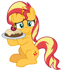 Size: 1024x1171 | Tagged: safe, artist:emeraldblast63, imported from derpibooru, sunset shimmer, pony, unicorn, cake, food, simple background, solo, transparent background