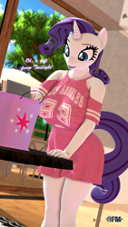 Size: 1080x1920 | Tagged: safe, artist:anthroponiessfm, imported from derpibooru, rarity, twilight sparkle, anthro, 3d, breasts, busty rarity, clothes, commissioner:raritybro, cute, female, sfm pony, skirt, source filmmaker