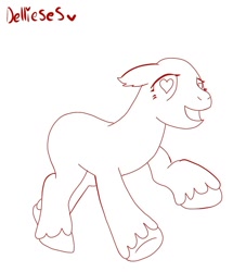 Size: 1080x1253 | Tagged: safe, artist:dellieses, imported from derpibooru, oc, oc only, earth pony, pony, the break up breakdown, bald, base, earth pony oc, heart eyes, lineart, male, monochrome, open mouth, running, smiling, stallion, unshorn fetlocks, wingding eyes