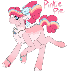 Size: 2448x2576 | Tagged: safe, artist:articfoxdraws, artist:articfoxdrawsyt, imported from derpibooru, pinkie pie, earth pony, pony, alternate design, bow, bracelet, chest fluff, ear piercing, earring, female, freckles, hair bow, jewelry, mare, markings, missing cutie mark, necklace, piercing, raised hoof, raised leg, redesign, simple background, solo, transparent background, unshorn fetlocks, wristband