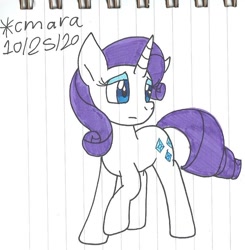 Size: 843x861 | Tagged: safe, artist:cmara, imported from derpibooru, rarity, pony, unicorn, female, mare, raised hoof, sad, simple background, solo, traditional art, white background