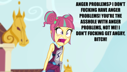 Size: 1280x720 | Tagged: safe, edit, edited screencap, imported from derpibooru, screencap, sour sweet, equestria girls, friendship games, angry, dat face, female, freckles, hypocritical humor, mawshot, open mouth, screaming, solo, sour rage, swearing, uvula, vulgar, yelling