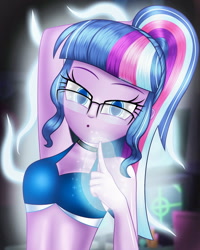 Size: 2000x2500 | Tagged: safe, artist:aryatheeditor, derpibooru exclusive, imported from derpibooru, sci-twi, twilight sparkle, equestria girls, armpits, belly, bikini, bikini top, blue eyes, clothes, cute, digital art, female, geode of telekinesis, glasses, looking at you, magical geodes, outfit, photo, pose, powerful sparkle, sci-twi's room, sexy, shiny, sleeveless, stupid sexy sci-twi, stupid sexy twilight, swimsuit, tentacle porn, tentacles, tentacles on female, twiabetes