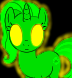 Size: 2659x2874 | Tagged: safe, artist:melisareb, artist:mellow91, edit, imported from derpibooru, vector edit, luster dawn, oc, oc only, oc:the supreme being, pony, unicorn, the last problem, black background, female, glowing eyes, high res, mare, possessed, simple background, solo, vector, yellow eyes